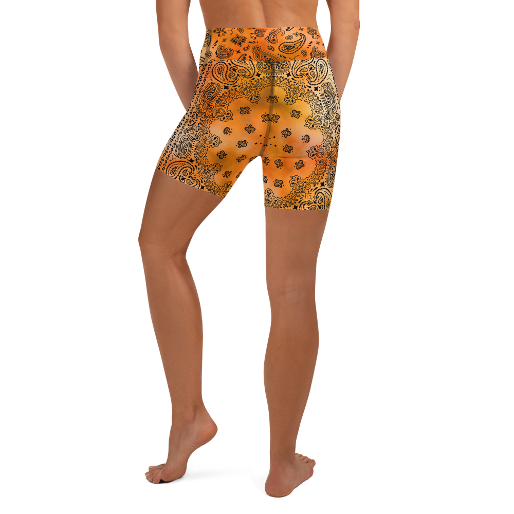 ROYAL ICONIC | OG Candy Bandana Tie Dye Paisley Cloud Dye Biking Shorts Set Gold Sienna Orange