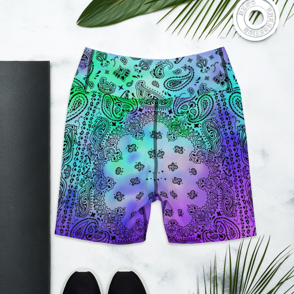 ROYAL ICONIC | OG Candy Bandana Tie Dye Paisley Cloud Dye Biking Shorts Set Acid Teal Purple Trip