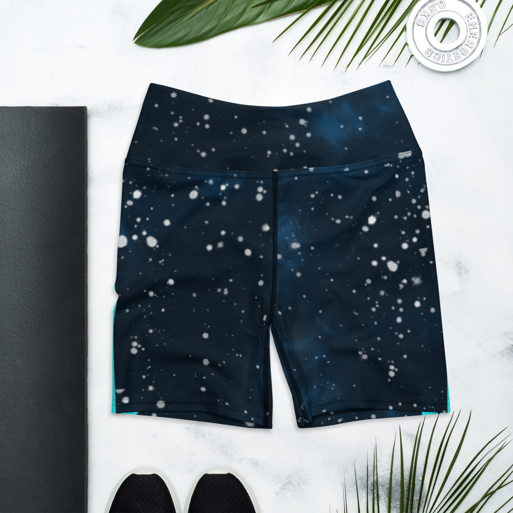 ROYAL ICONIC | Acid Wash Bleach Dye Galaxy Tie Dye Biking Shorts Malibu Side Stripe BLUE & Teal