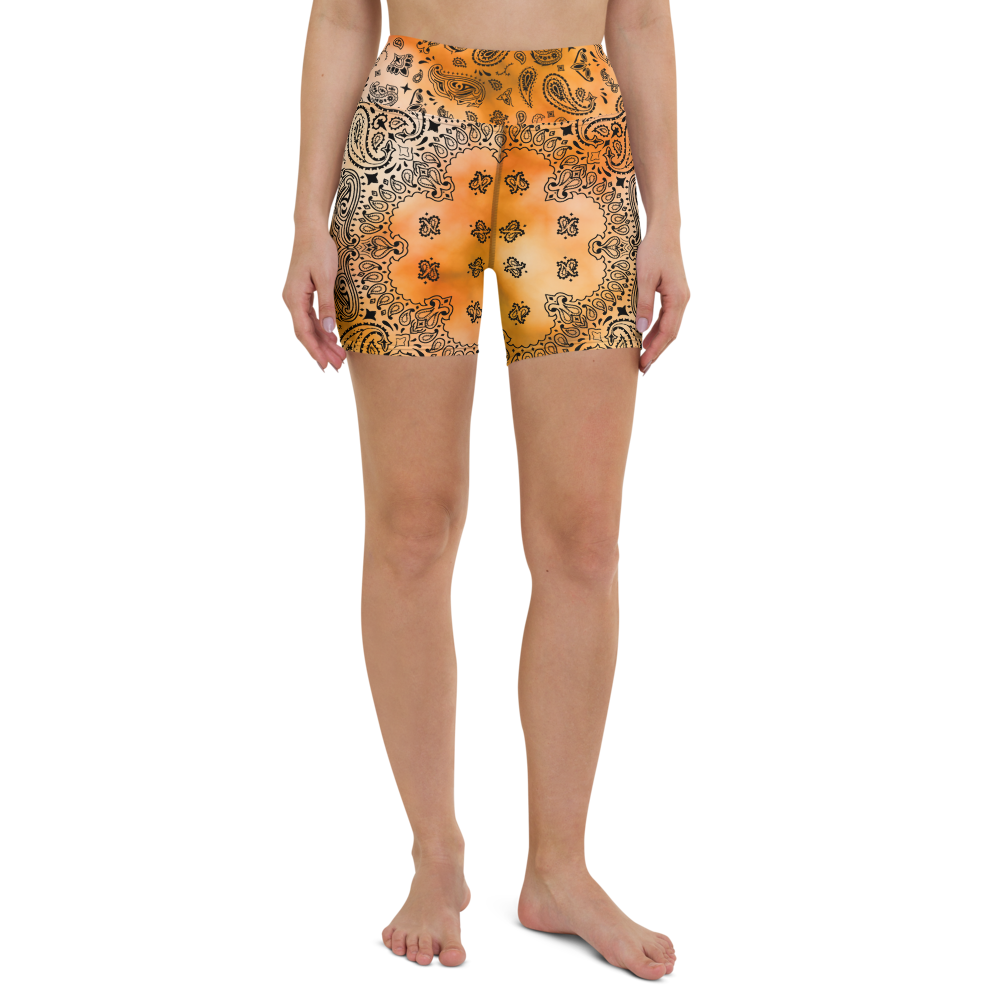 ROYAL ICONIC | OG Candy Bandana Tie Dye Paisley Cloud Dye Biking Shorts Set Gold Sienna Orange
