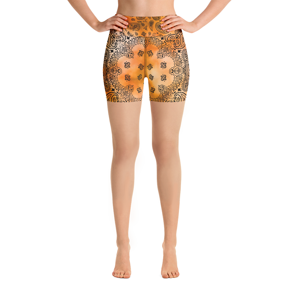 ROYAL ICONIC | OG Candy Bandana Tie Dye Paisley Cloud Dye Biking Shorts Set Gold Sienna Orange