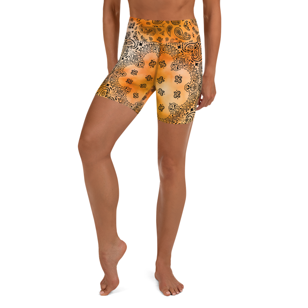 ROYAL ICONIC | OG Candy Bandana Tie Dye Paisley Cloud Dye Biking Shorts Set Gold Sienna Orange