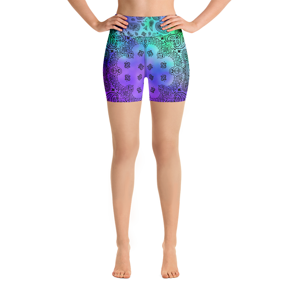 ROYAL ICONIC | OG Candy Bandana Tie Dye Paisley Cloud Dye Biking Shorts Set Acid Teal Purple Trip