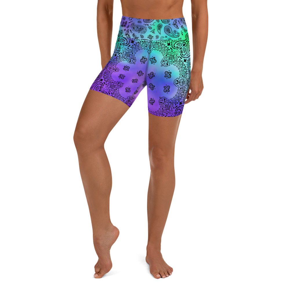 ROYAL ICONIC | OG Candy Bandana Tie Dye Paisley Cloud Dye Biking Shorts Set Acid Teal Purple Trip