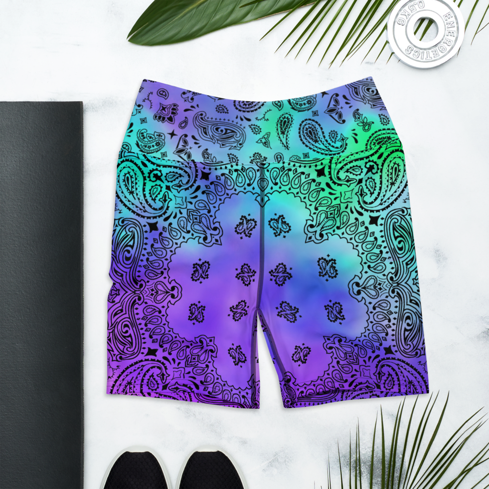 ROYAL ICONIC | OG Candy Bandana Tie Dye Paisley Cloud Dye Biking Shorts Set Acid Teal Purple Trip