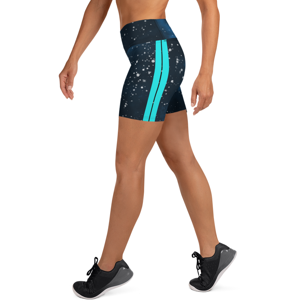ROYAL ICONIC | Acid Wash Bleach Dye Galaxy Tie Dye Biking Shorts Malibu Side Stripe BLUE & Teal