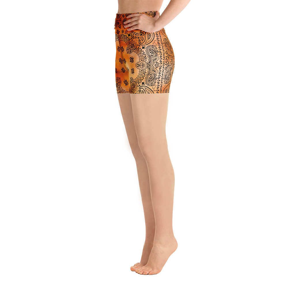 ROYAL ICONIC | OG Candy Bandana Tie Dye Paisley Cloud Dye Biking Shorts Set Gold Sienna Orange