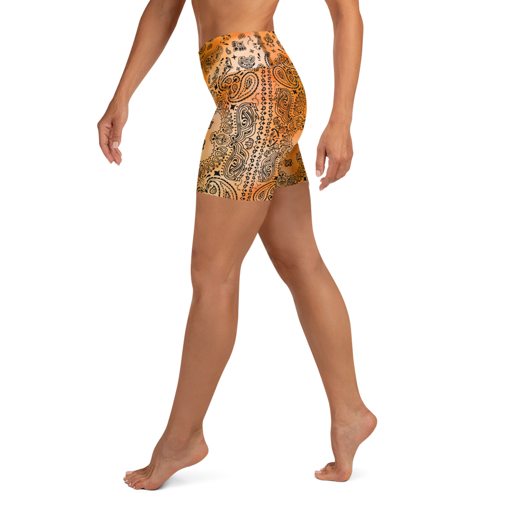 ROYAL ICONIC | OG Candy Bandana Tie Dye Paisley Cloud Dye Biking Shorts Set Gold Sienna Orange