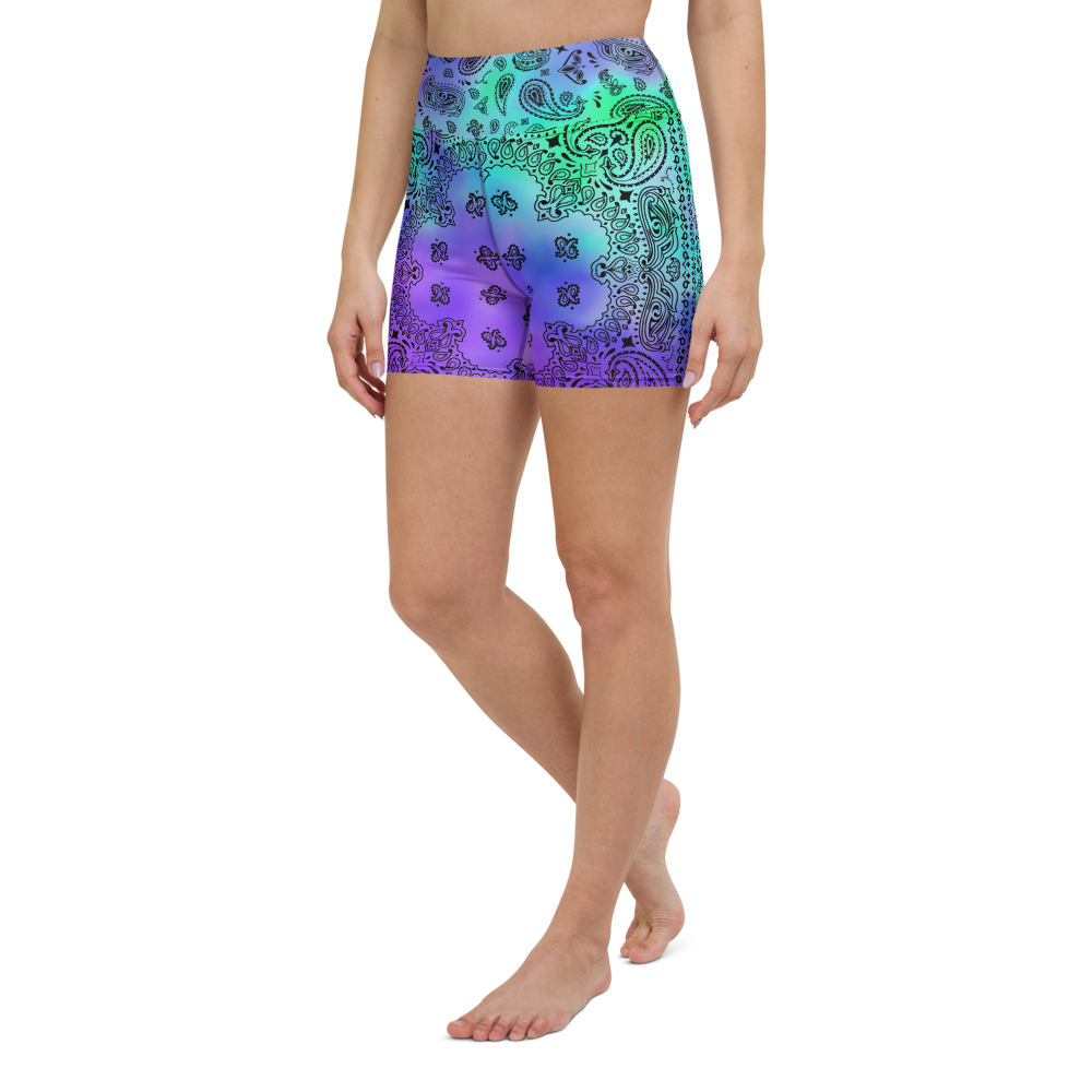 ROYAL ICONIC | OG Candy Bandana Tie Dye Paisley Cloud Dye Biking Shorts Set Acid Teal Purple Trip