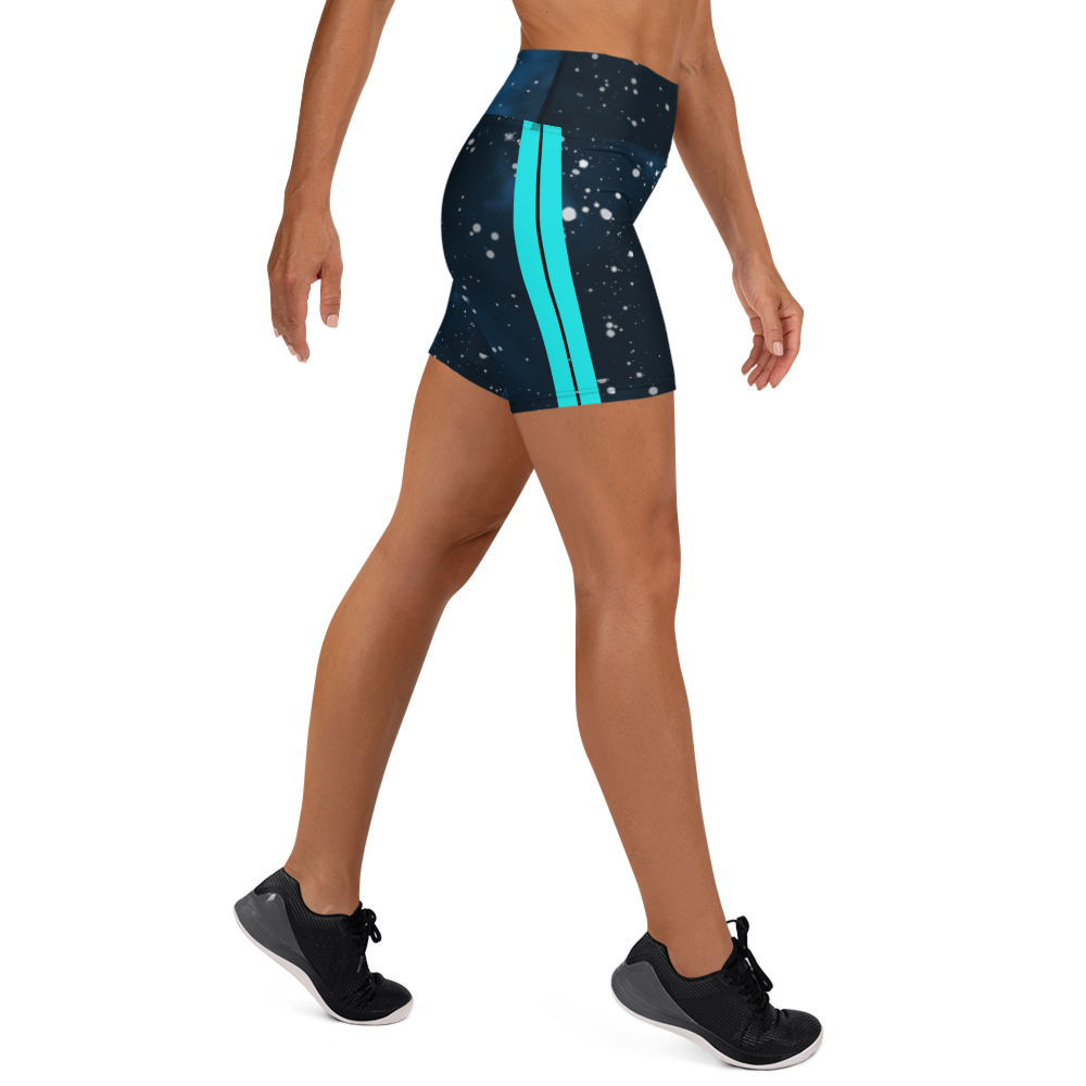 ROYAL ICONIC | Acid Wash Bleach Dye Galaxy Tie Dye Biking Shorts Malibu Side Stripe BLUE & Teal