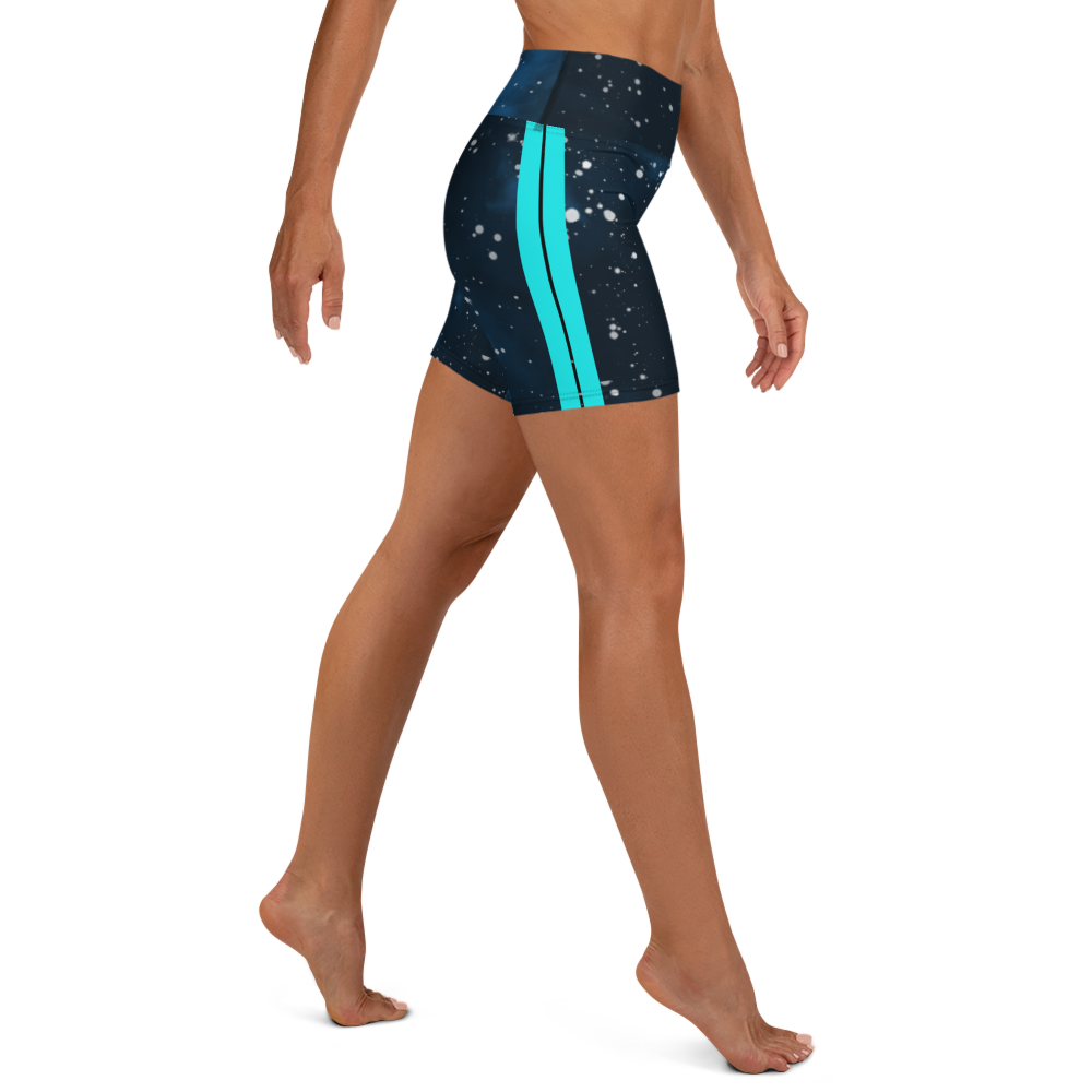 ROYAL ICONIC | Acid Wash Bleach Dye Galaxy Tie Dye Biking Shorts Malibu Side Stripe BLUE & Teal