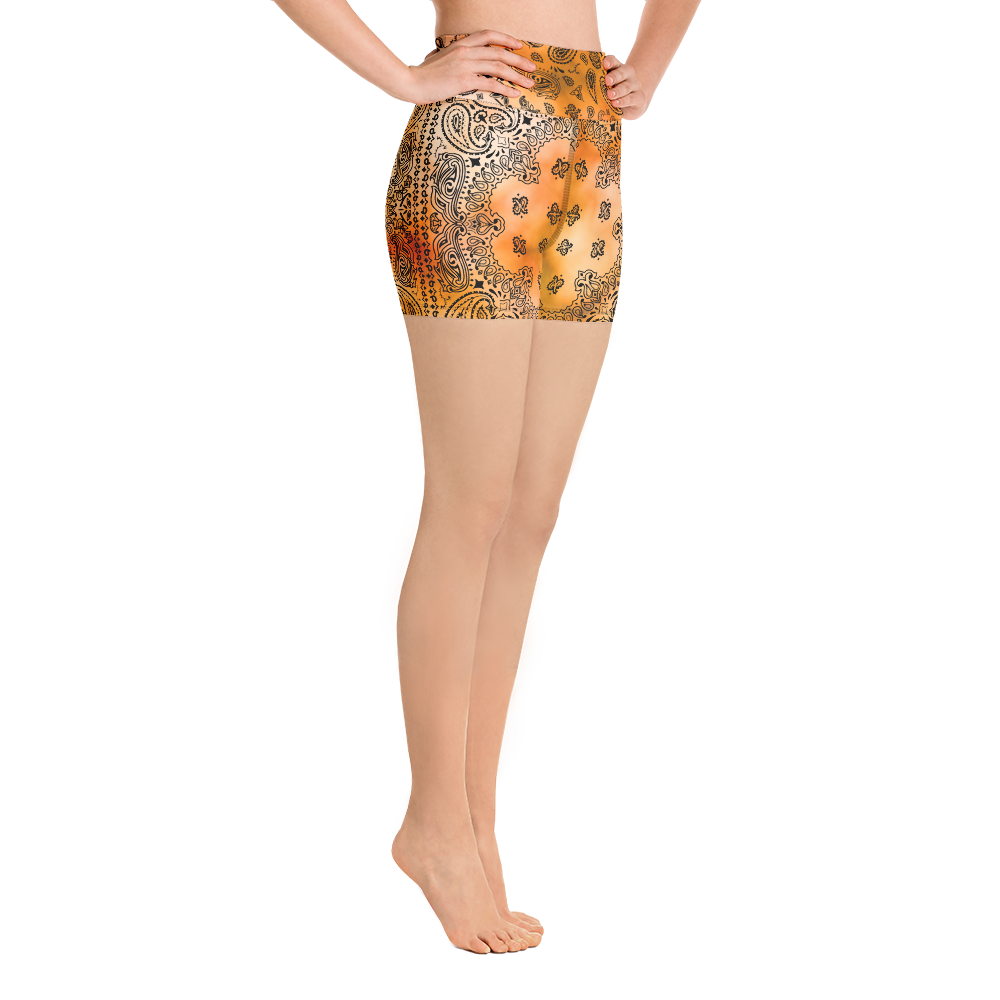 ROYAL ICONIC | OG Candy Bandana Tie Dye Paisley Cloud Dye Biking Shorts Set Gold Sienna Orange