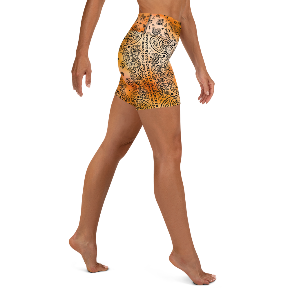 ROYAL ICONIC | OG Candy Bandana Tie Dye Paisley Cloud Dye Biking Shorts Set Gold Sienna Orange