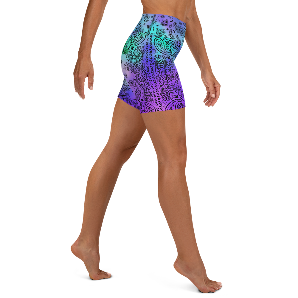 ROYAL ICONIC | OG Candy Bandana Tie Dye Paisley Cloud Dye Biking Shorts Set Acid Teal Purple Trip
