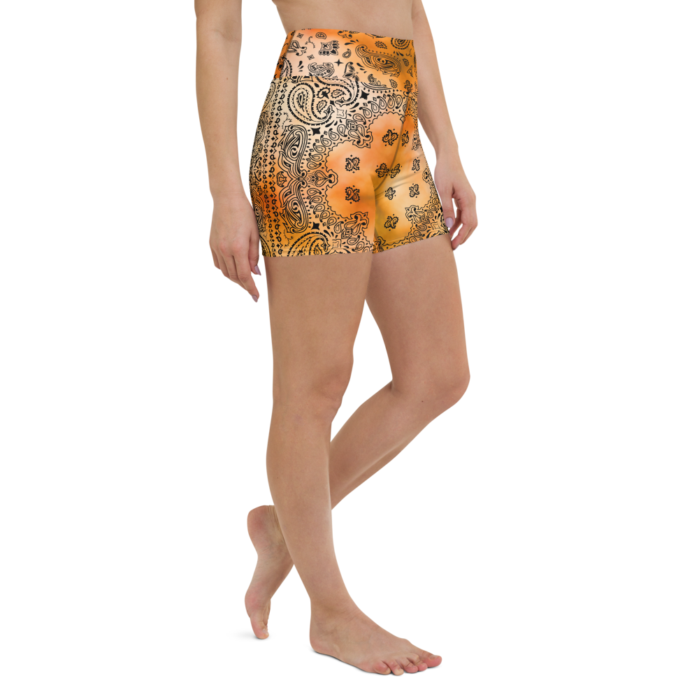 ROYAL ICONIC | OG Candy Bandana Tie Dye Paisley Cloud Dye Biking Shorts Set Gold Sienna Orange