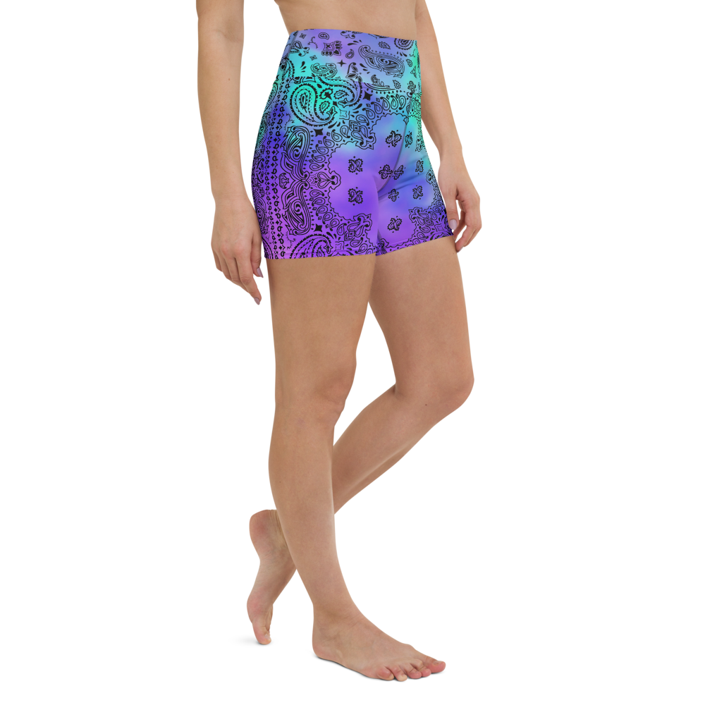 ROYAL ICONIC | OG Candy Bandana Tie Dye Paisley Cloud Dye Biking Shorts Set Acid Teal Purple Trip