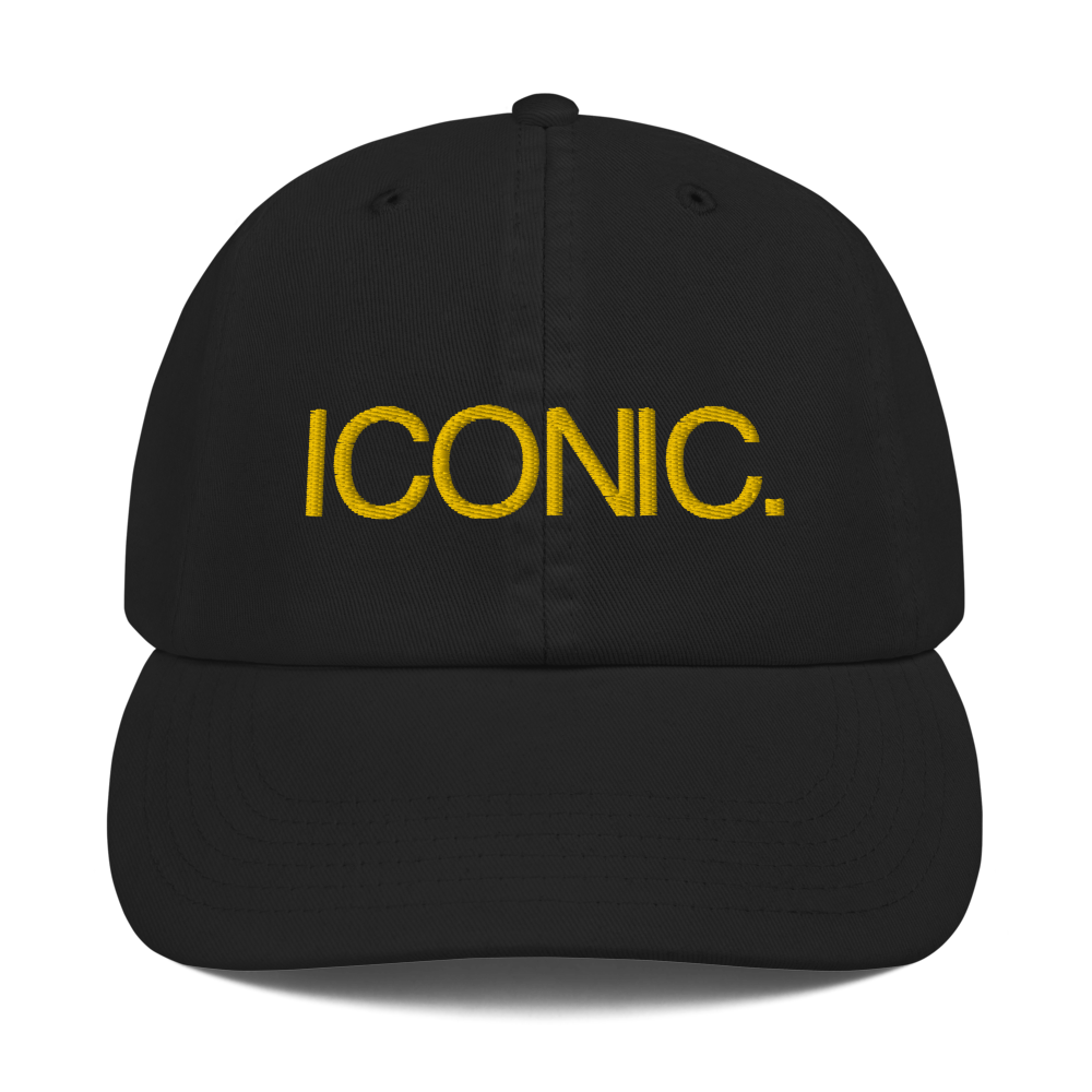 CHAMPION + ROYAL ICONIC. | Embroidered Logo Unisex Classic Cap Dad Hat Mom Cap Black w/ Gold Thread
