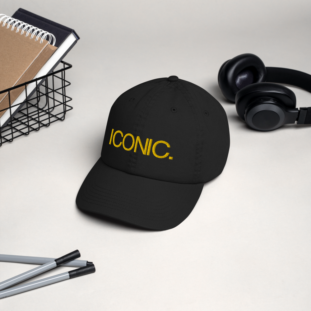CHAMPION + ROYAL ICONIC. | Embroidered Logo Unisex Classic Cap Dad Hat Mom Cap Black w/ Gold Thread