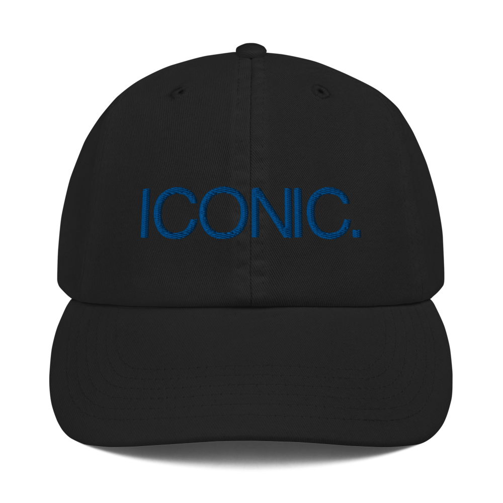 CHAMPION + ROYAL ICONIC. | Embroidered Logo Unisex Classic Cap Dad Hat Mom Cap Black w/ Royal Blue Thread