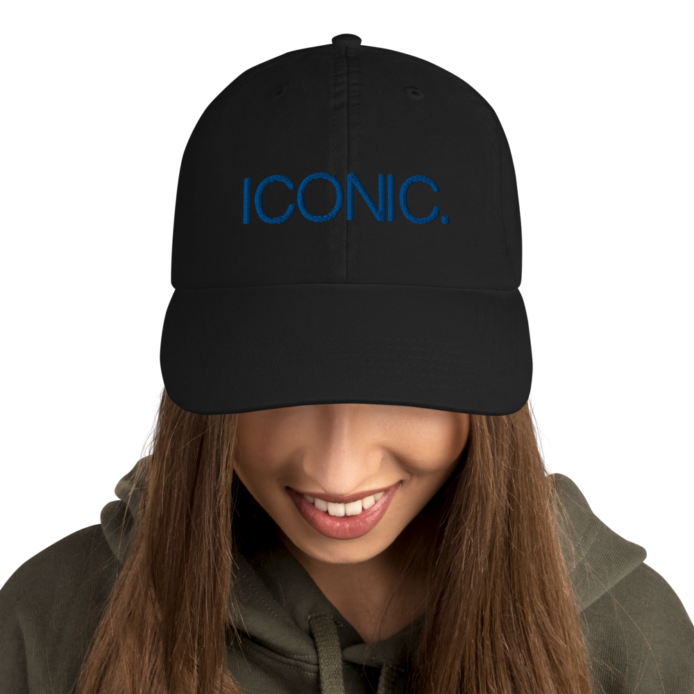 CHAMPION + ROYAL ICONIC. | Embroidered Logo Unisex Classic Cap Dad Hat Mom Cap Black w/ Royal Blue Thread