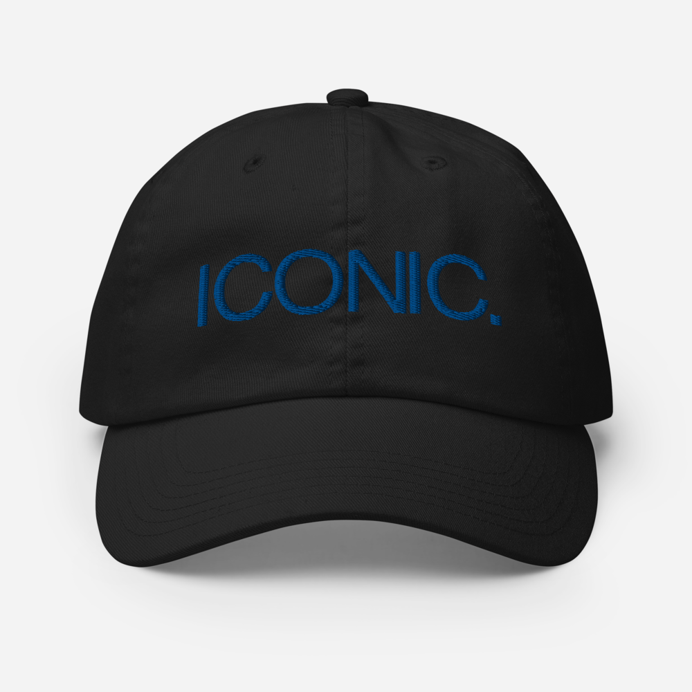 CHAMPION + ROYAL ICONIC. | Embroidered Logo Unisex Classic Cap Dad Hat Mom Cap Black w/ Royal Blue Thread