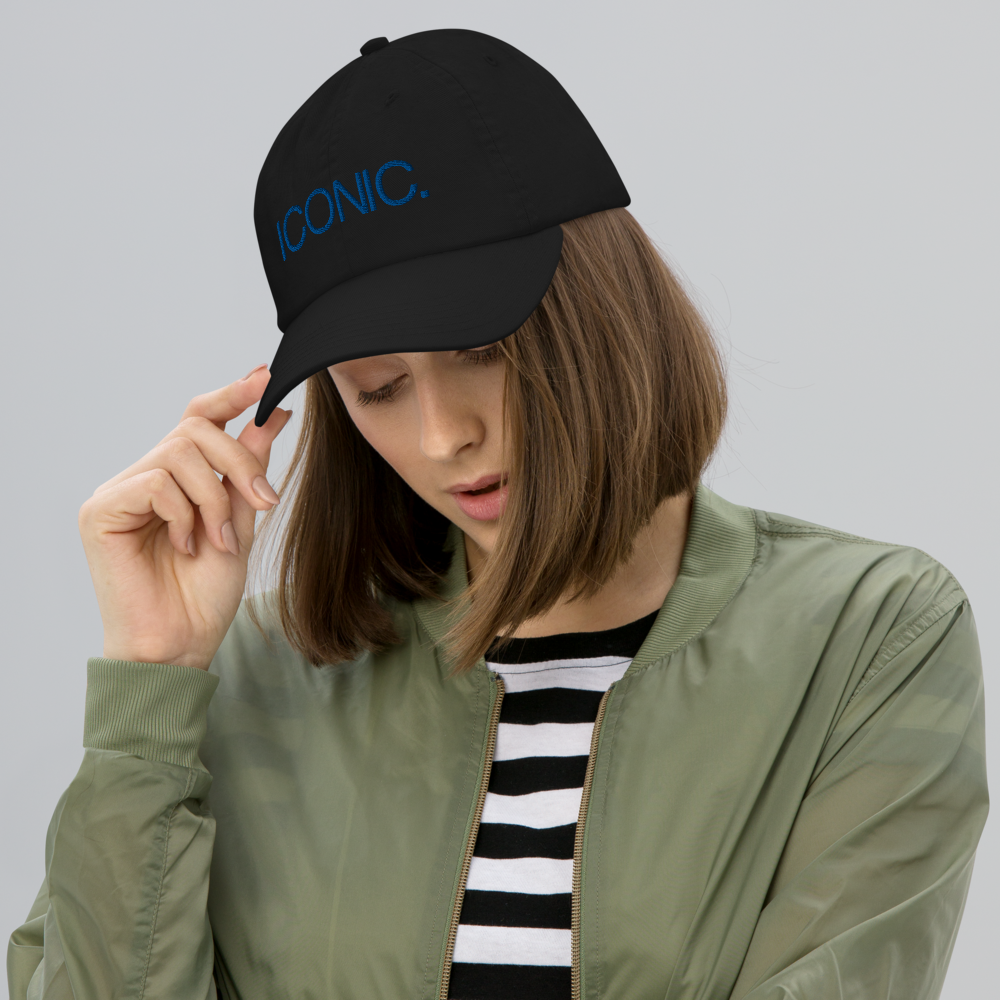CHAMPION + ROYAL ICONIC. | Embroidered Logo Unisex Classic Cap Dad Hat Mom Cap Black w/ Royal Blue Thread