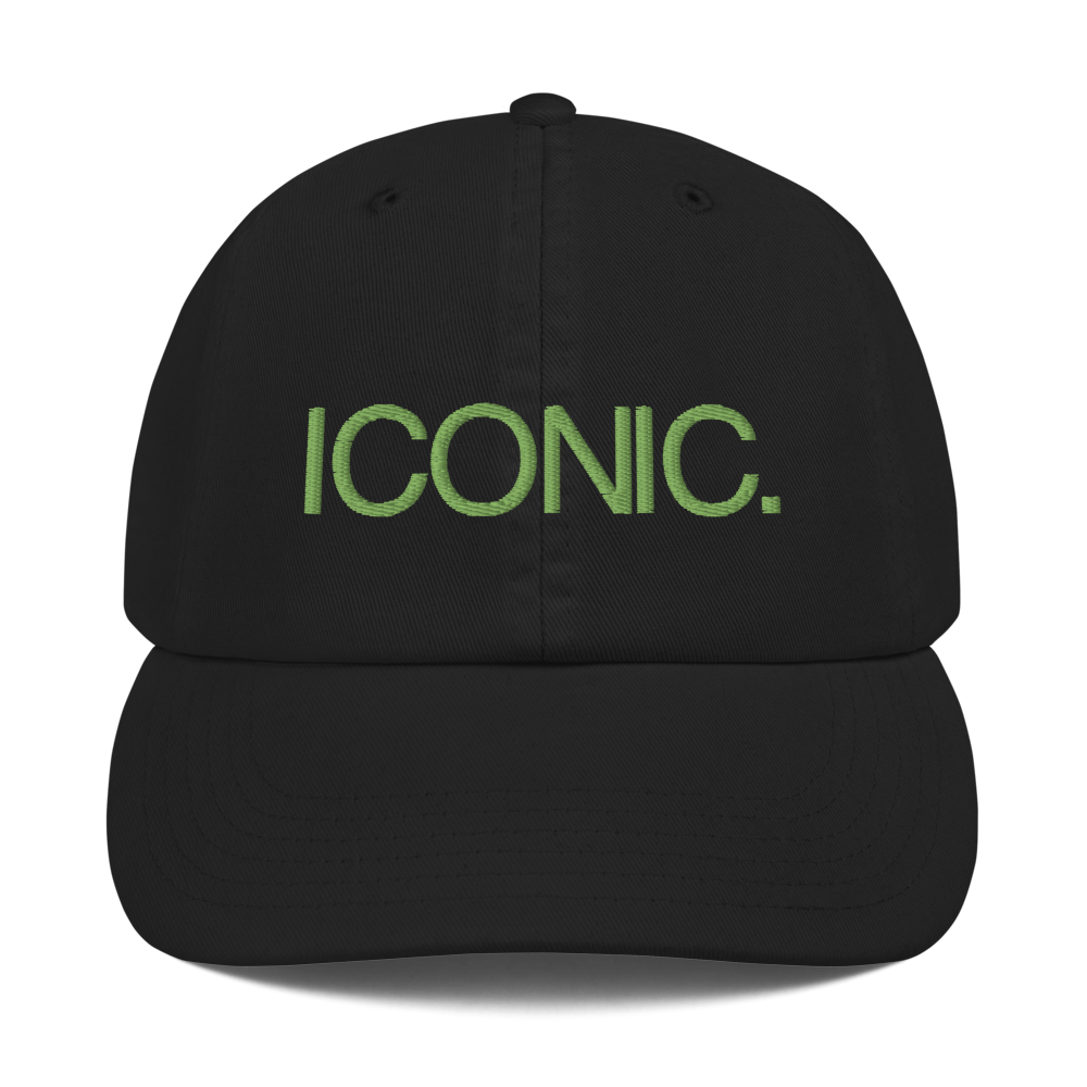 CHAMPION + ROYAL ICONIC. | Embroidered Logo Unisex Classic Cap Dad Hat Mom Cap Black w/ Kiwi Green Thread