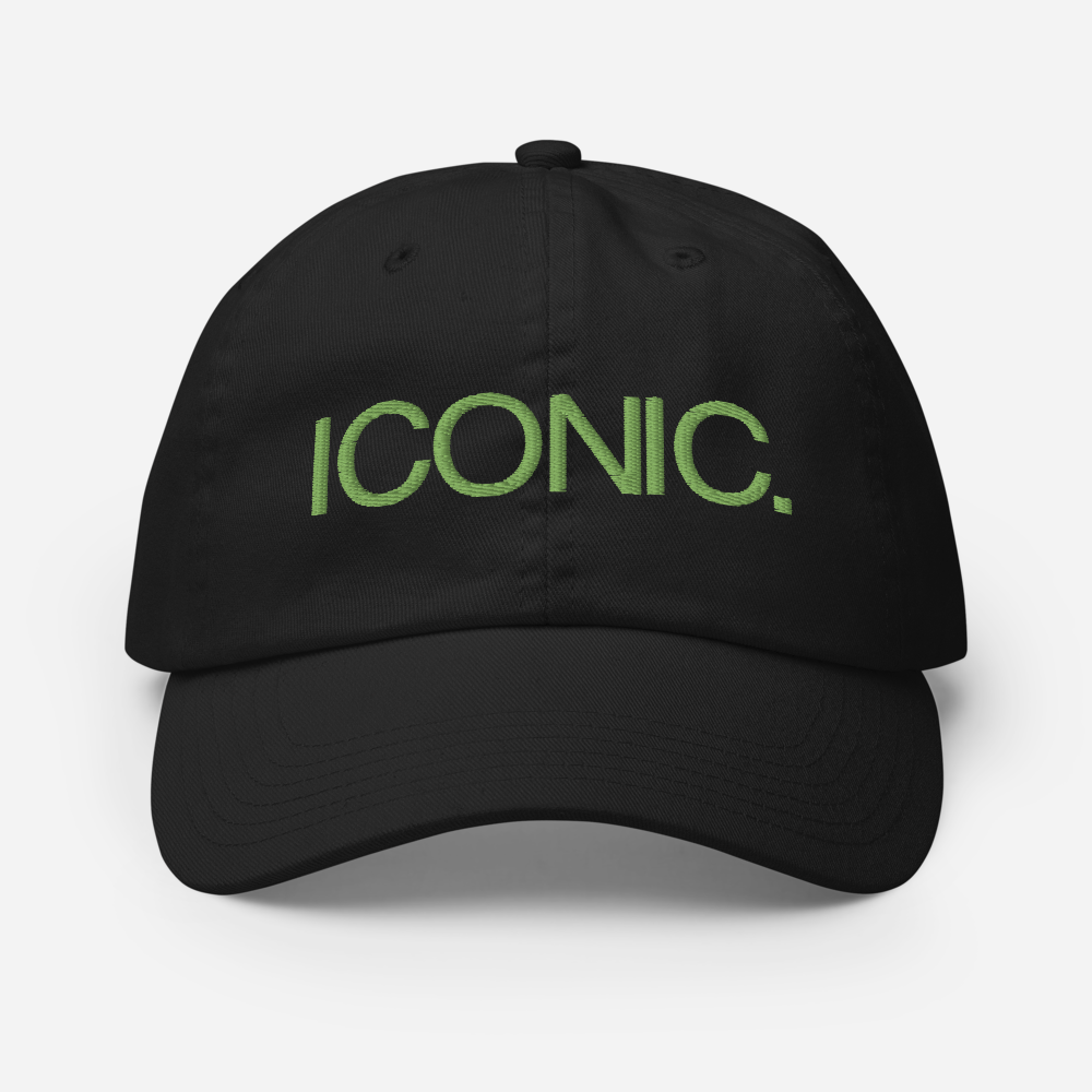 CHAMPION + ROYAL ICONIC. | Embroidered Logo Unisex Classic Cap Dad Hat Mom Cap Black w/ Kiwi Green Thread