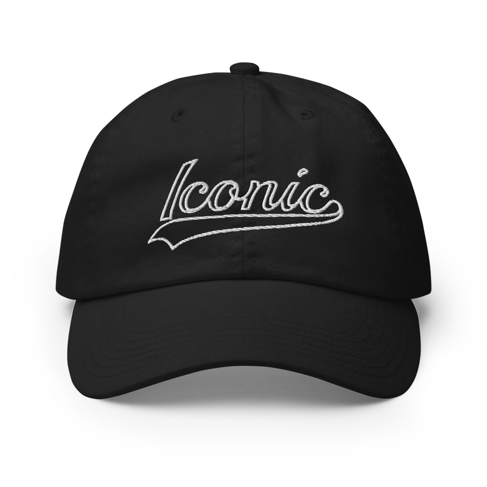 CHAMPION + ROYAL ICONIC. | Retro Embroidered Logo Unisex Classic Cap Dad Hat Mom Cap Black w/ Grey Classic Baseball Logo White Logo Option