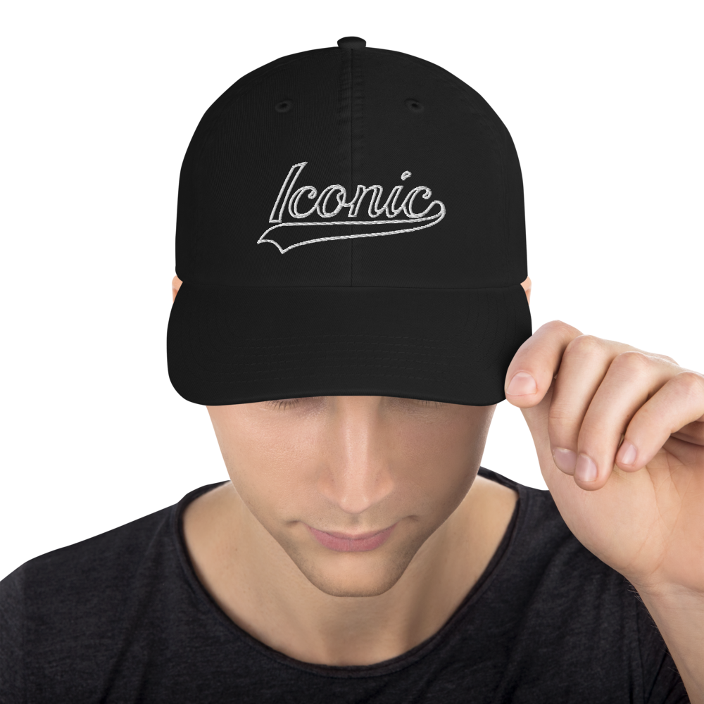 CHAMPION + ROYAL ICONIC. | Retro Embroidered Logo Unisex Classic Cap Dad Hat Mom Cap Black w/ Grey Classic Baseball Logo White Logo Option