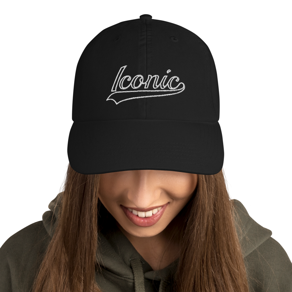 CHAMPION + ROYAL ICONIC. | Retro Embroidered Logo Unisex Classic Cap Dad Hat Mom Cap Black w/ Grey Classic Baseball Logo White Logo Option
