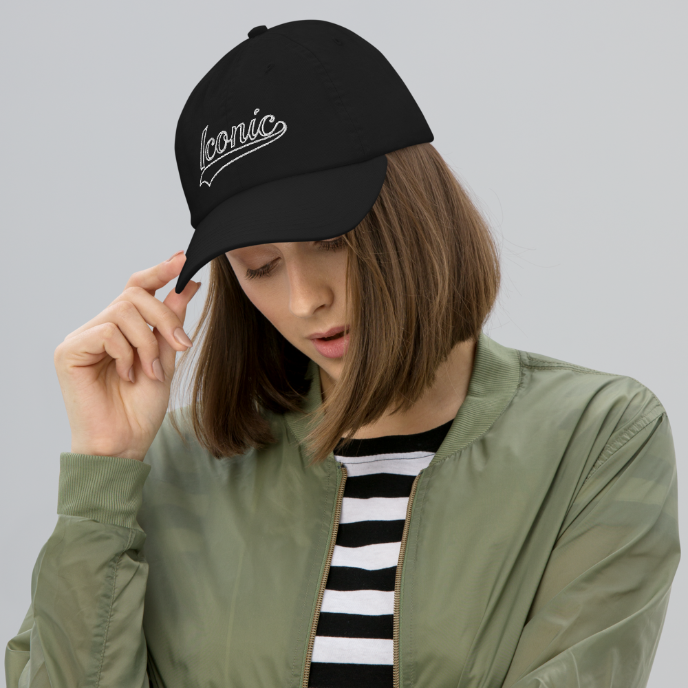 CHAMPION + ROYAL ICONIC. | Retro Embroidered Logo Unisex Classic Cap Dad Hat Mom Cap Black w/ Grey Classic Baseball Logo White Logo Option