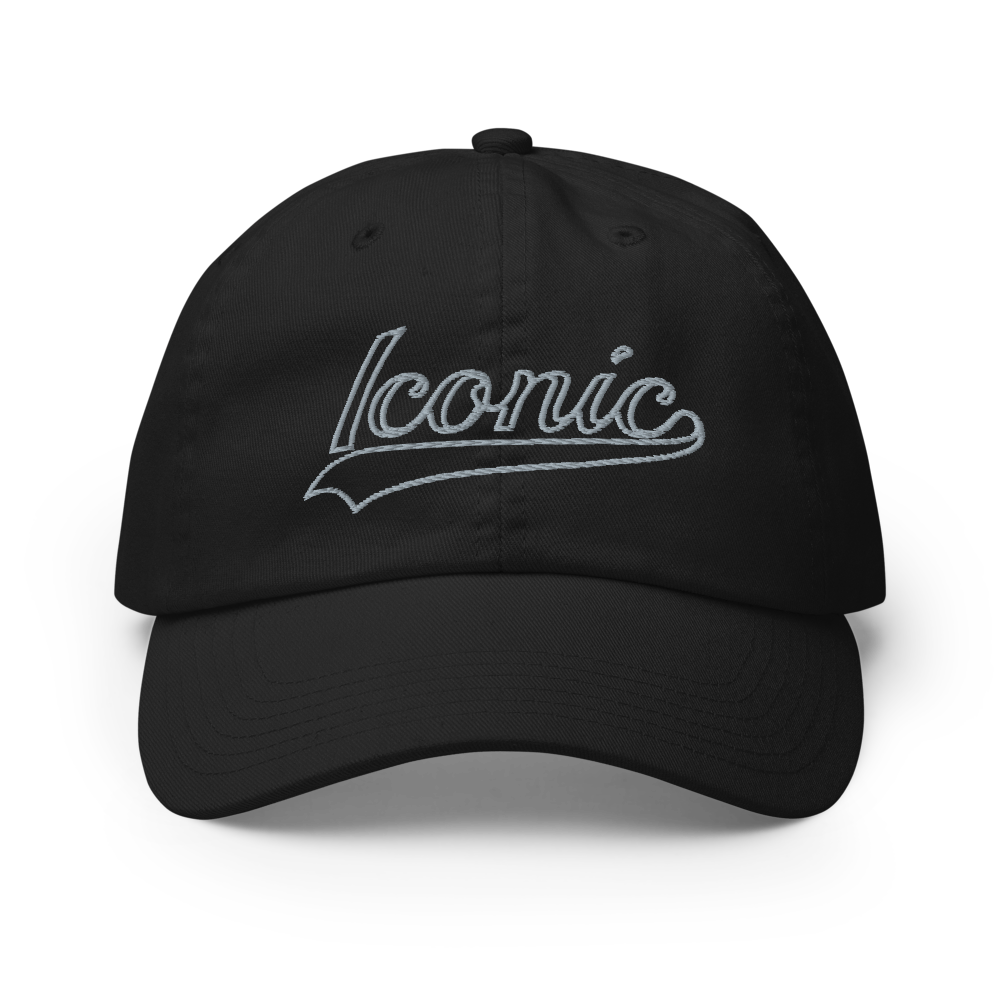 CHAMPION + ROYAL ICONIC. | Retro Embroidered Logo Unisex Classic Cap Dad Hat Mom Cap Black w/ Grey Classic Baseball Logo White Logo Option