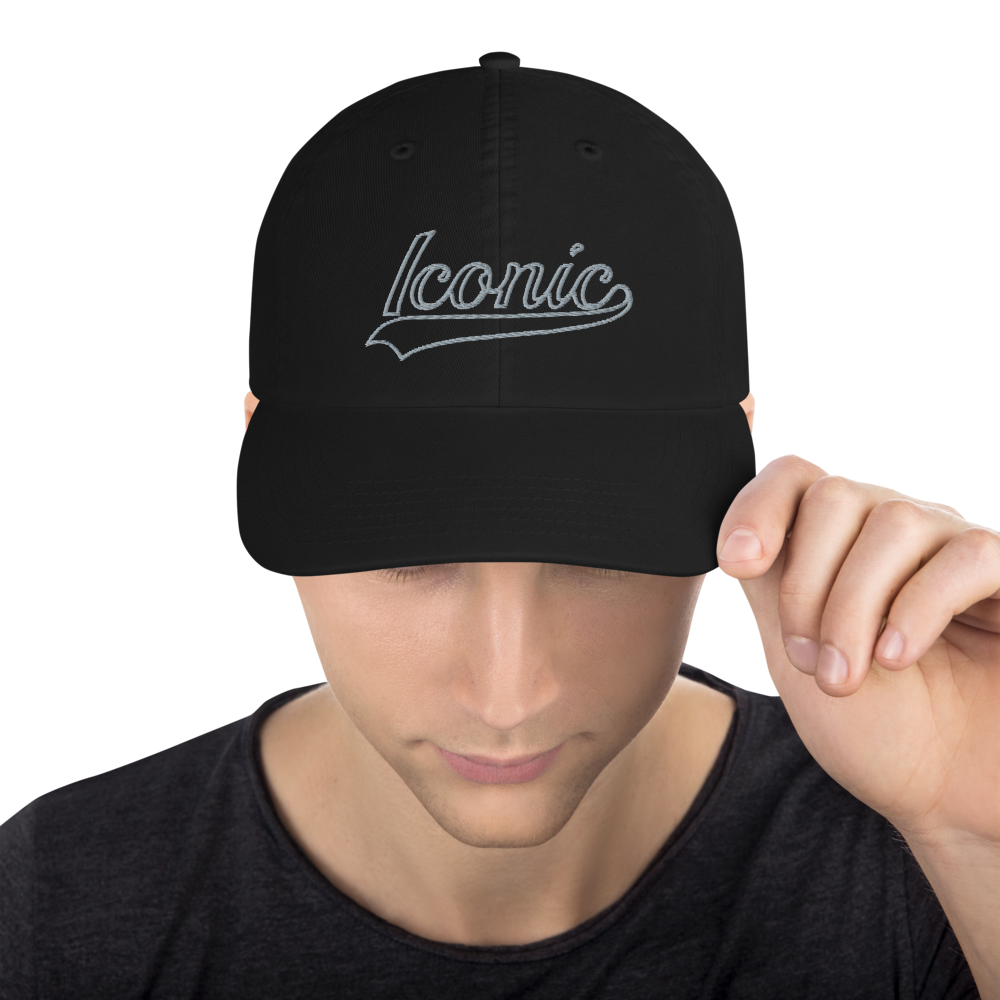 CHAMPION + ROYAL ICONIC. | Retro Embroidered Logo Unisex Classic Cap Dad Hat Mom Cap Black w/ Grey Classic Baseball Logo White Logo Option
