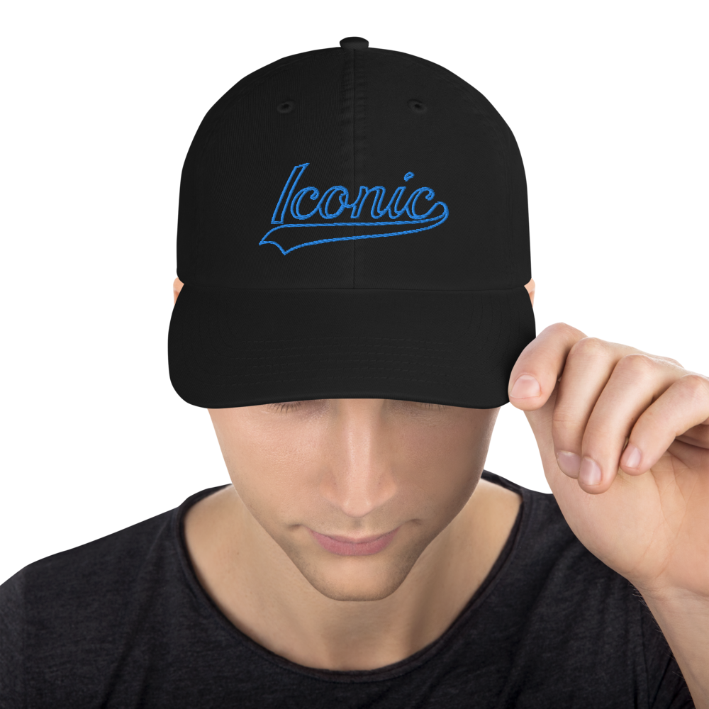 CHAMPION + ROYAL ICONIC. | Retro Embroidered Logo Unisex Classic Cap Dad Hat Mom Cap Black w/ Gold Classic Baseball Logo Pink Blue Option