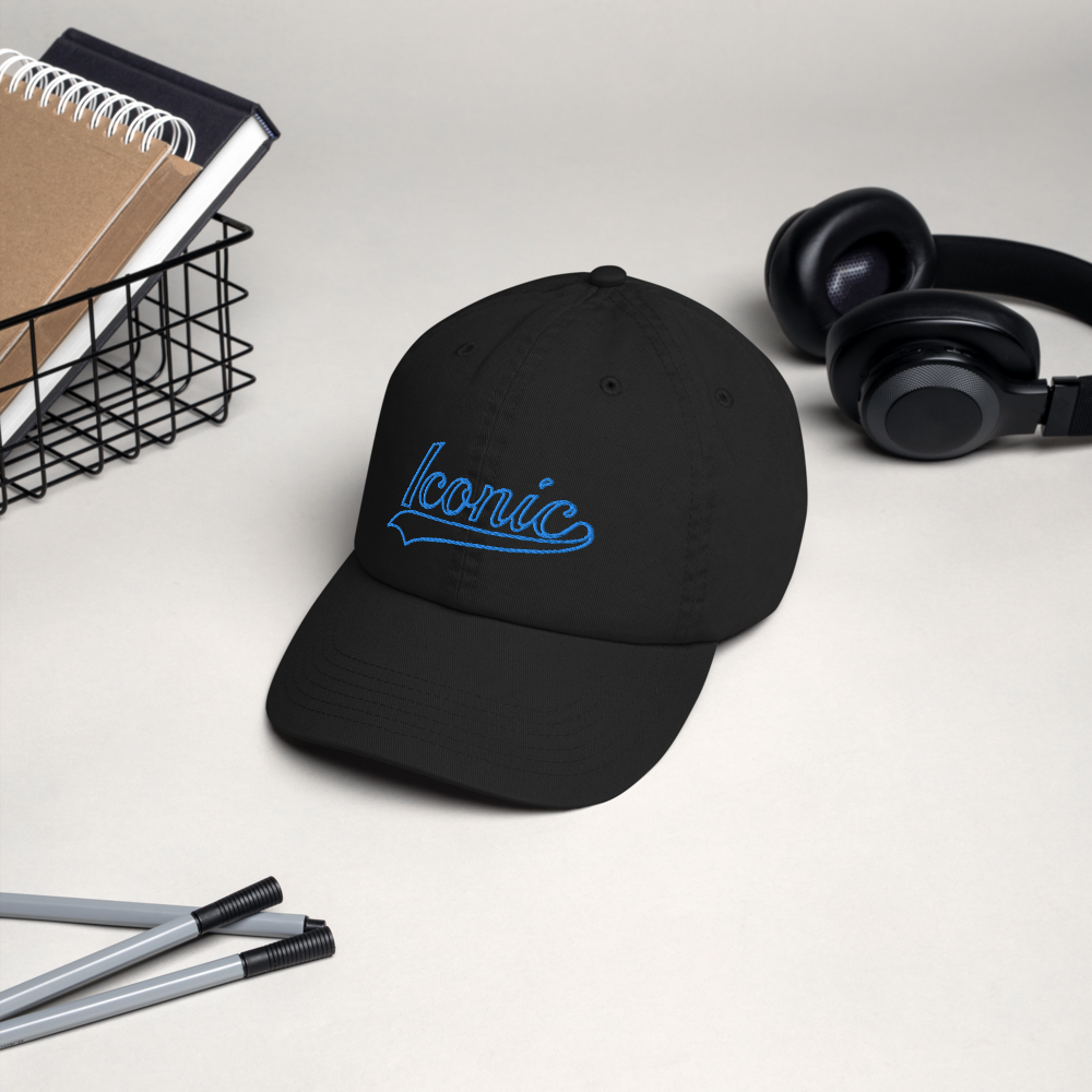 CHAMPION + ROYAL ICONIC. | Retro Embroidered Logo Unisex Classic Cap Dad Hat Mom Cap Black w/ Gold Classic Baseball Logo Pink Blue Option