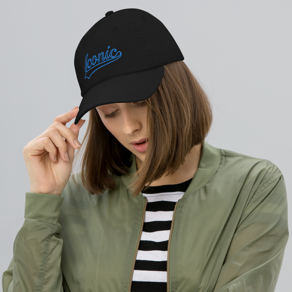 CHAMPION + ROYAL ICONIC. | Retro Embroidered Logo Unisex Classic Cap Dad Hat Mom Cap Black w/ Gold Classic Baseball Logo Pink Blue Option