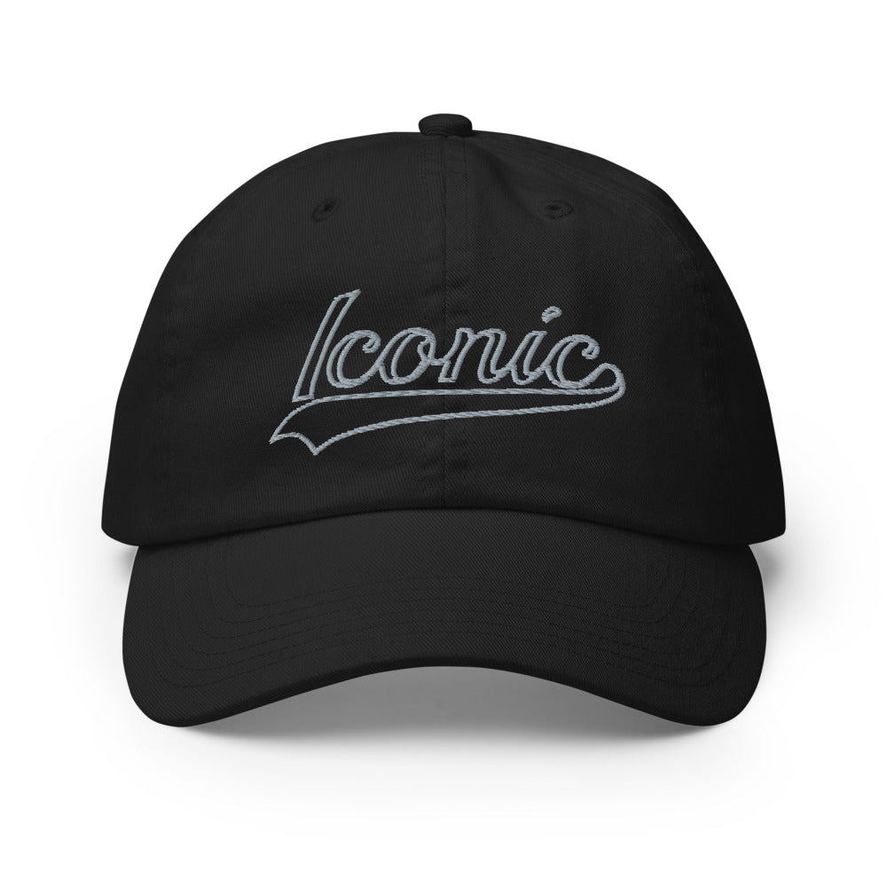 CHAMPION + ROYAL ICONIC. | Retro Embroidered Logo Unisex Classic Cap Dad Hat Mom Cap Black w/ Grey Classic Baseball Logo White Logo Option