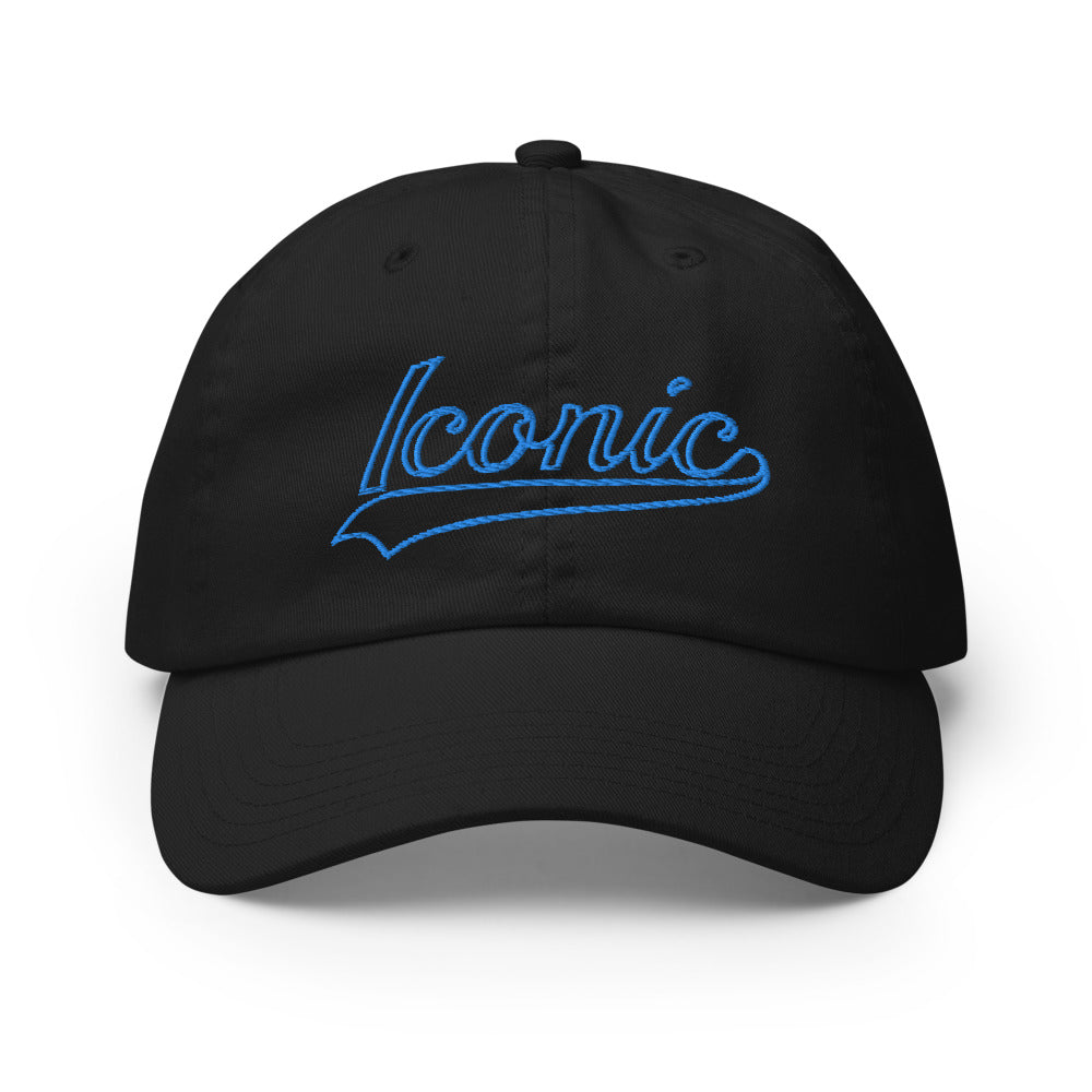 CHAMPION + ROYAL ICONIC. | Retro Embroidered Logo Unisex Classic Cap Dad Hat Mom Cap Black w/ Gold Classic Baseball Logo Pink Blue Option