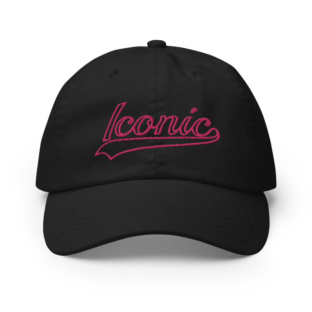 CHAMPION + ROYAL ICONIC. | Retro Embroidered Logo Unisex Classic Cap Dad Hat Mom Cap Black w/ Gold Classic Baseball Logo Pink Blue Option