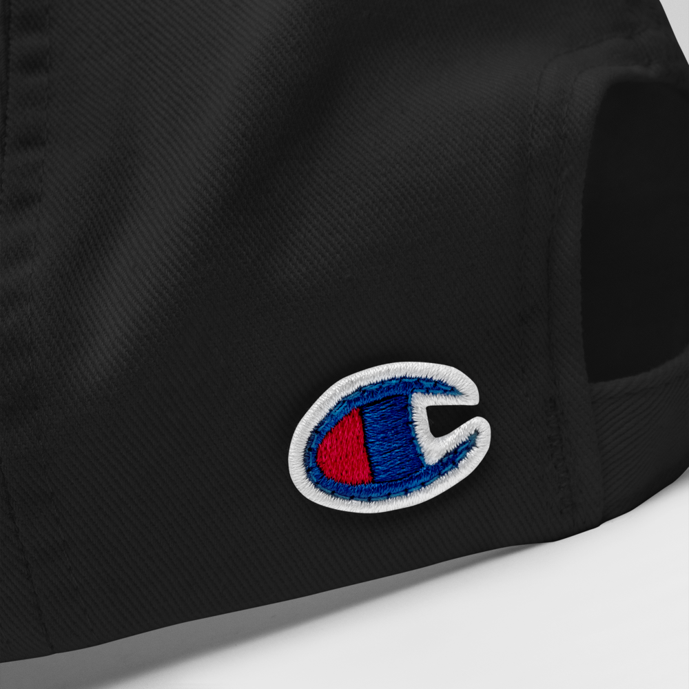 CHAMPION + ROYAL ICONIC. | Retro Embroidered Logo Unisex Classic Cap Dad Hat Mom Cap Black w/ Gold Classic Baseball Logo Pink Blue Option