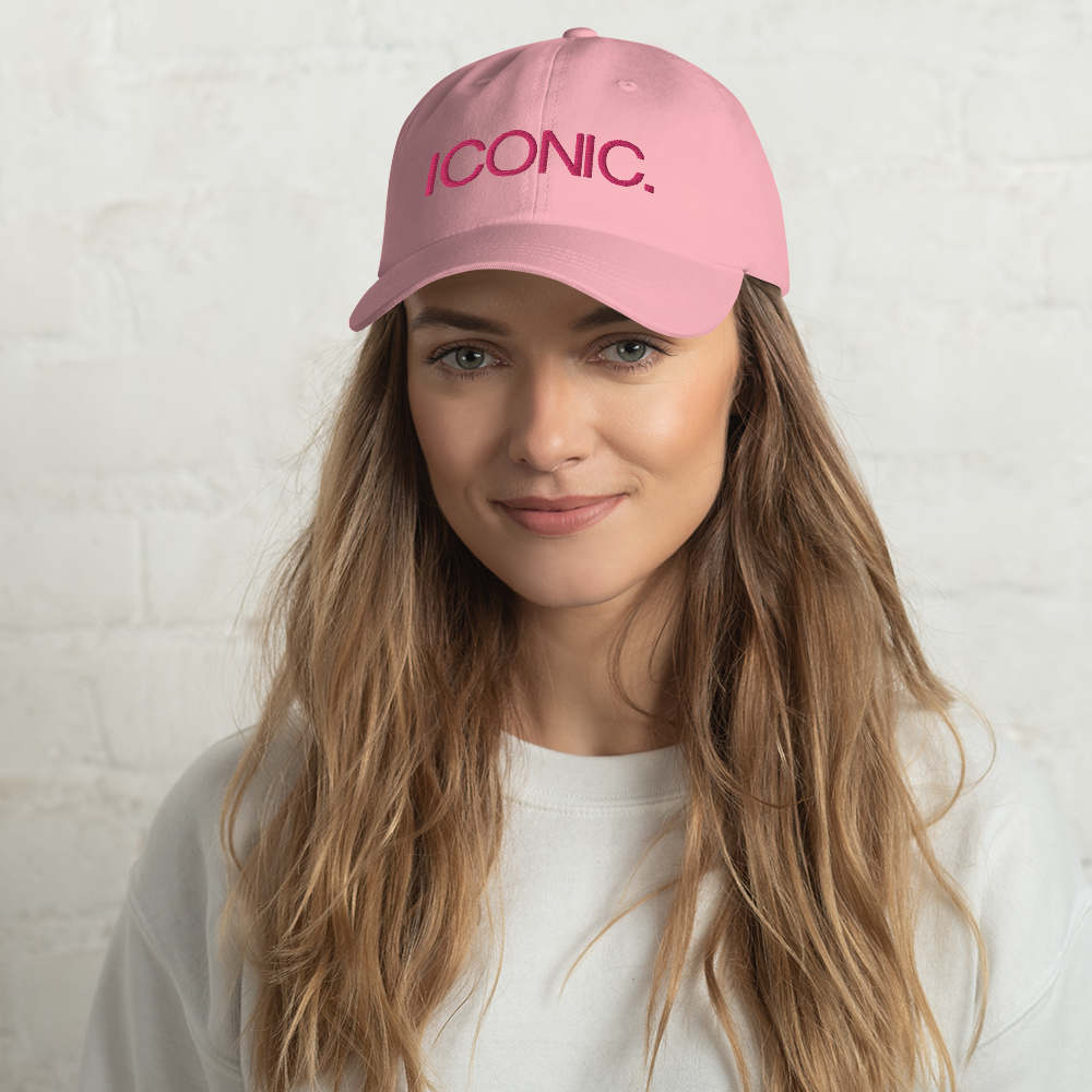 ROYAL ICONIC. | Embroidered Logo Unisex Classic Cap Dad Hat Mom Cap Candy Pink w/ Flamingo Thread