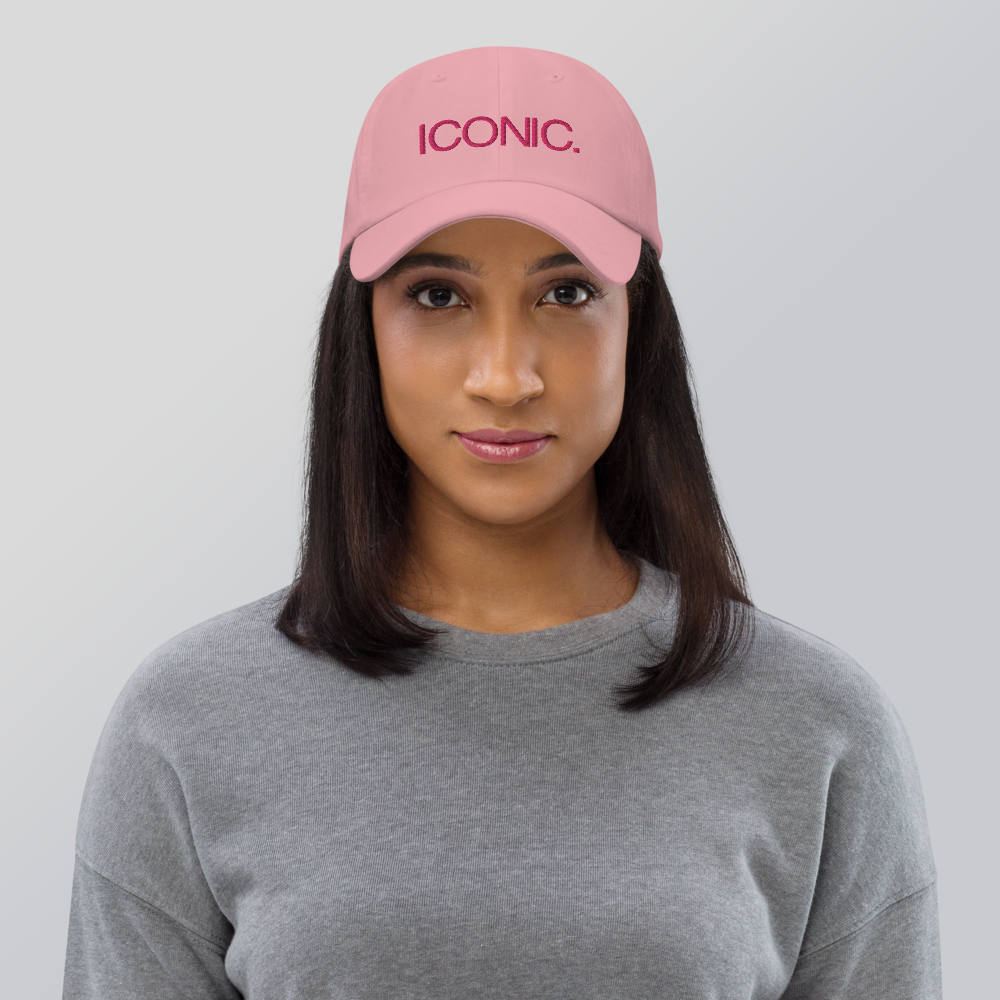 ROYAL ICONIC. | Embroidered Logo Unisex Classic Cap Dad Hat Mom Cap Candy Pink w/ Flamingo Thread