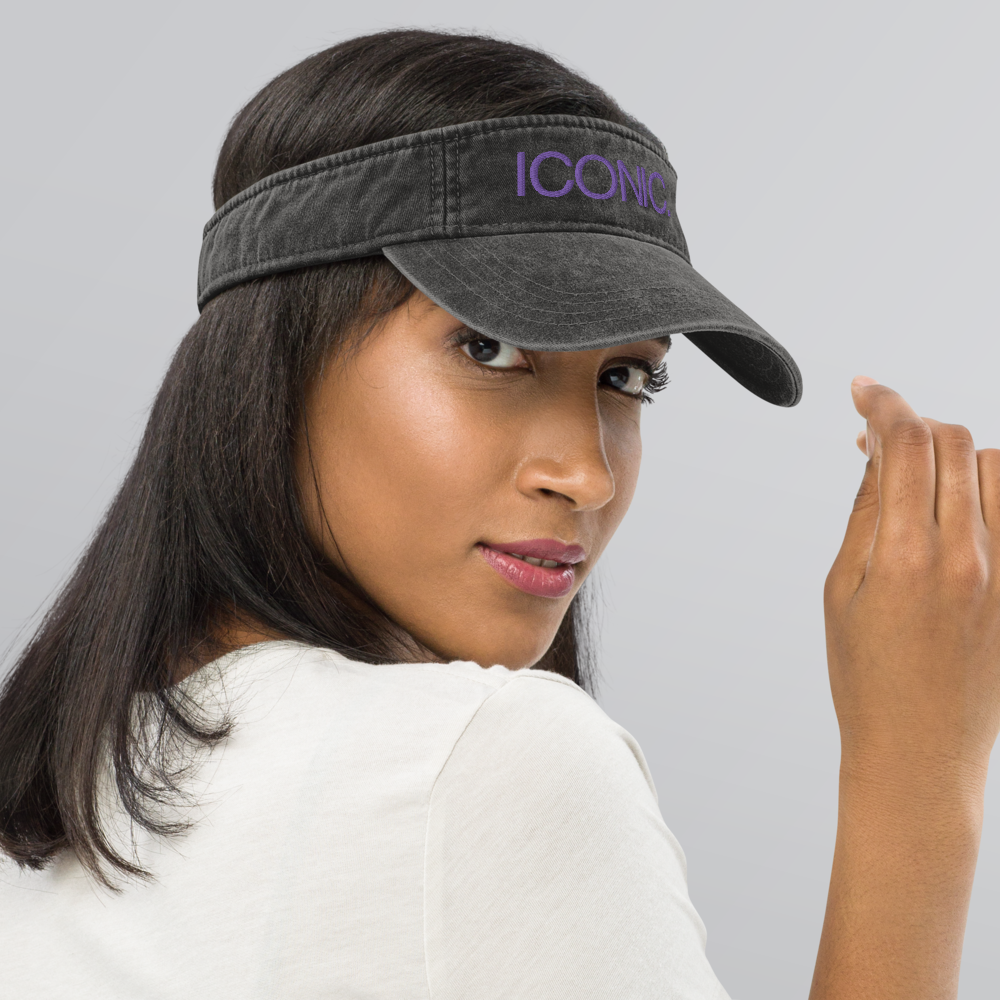 ROYAL ICONIC. | Embroidered Logo Unisex Visor Denim Grey w/ Purple Thread