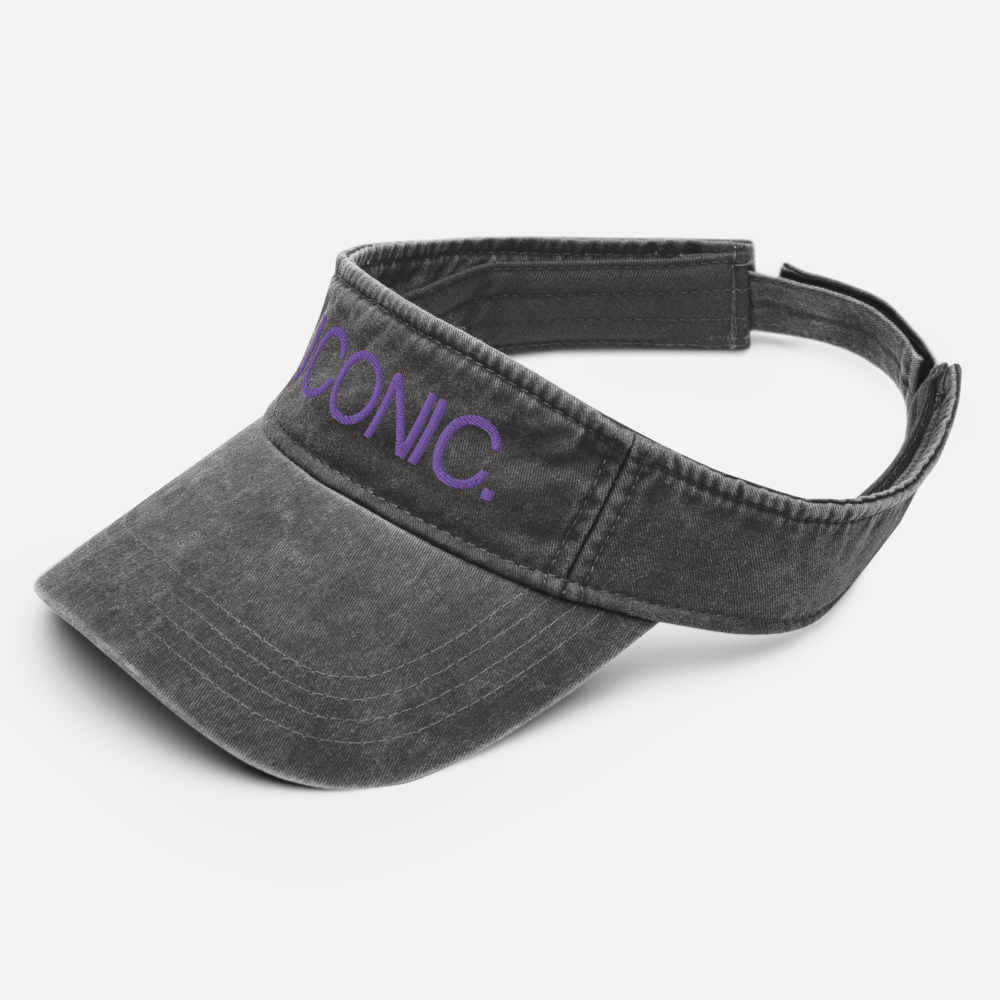 ROYAL ICONIC. | Embroidered Logo Unisex Visor Denim Grey w/ Purple Thread