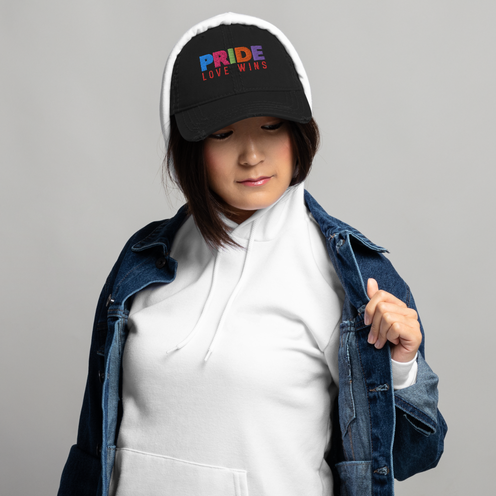 FEMME Univ | LGBTQIA Plus PRIDE Love Wins Distress Cap 3 Varieties