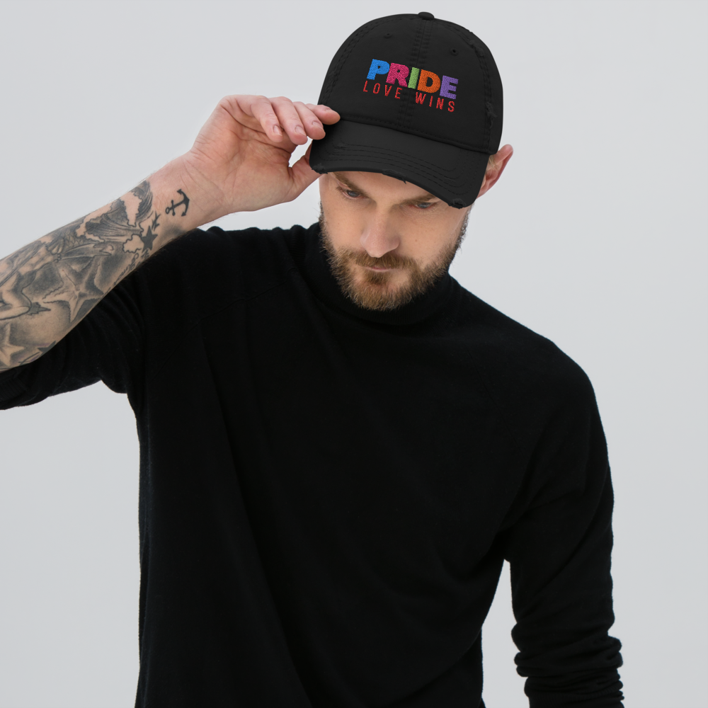 FEMME Univ | LGBTQIA Plus PRIDE Love Wins Distress Cap 3 Varieties