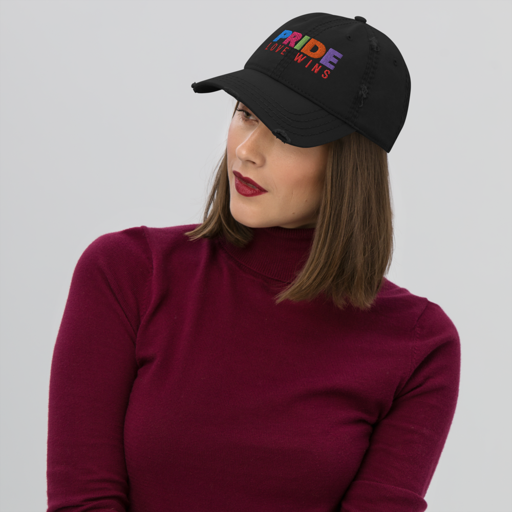 FEMME Univ | LGBTQIA Plus PRIDE Love Wins Distress Cap 3 Varieties