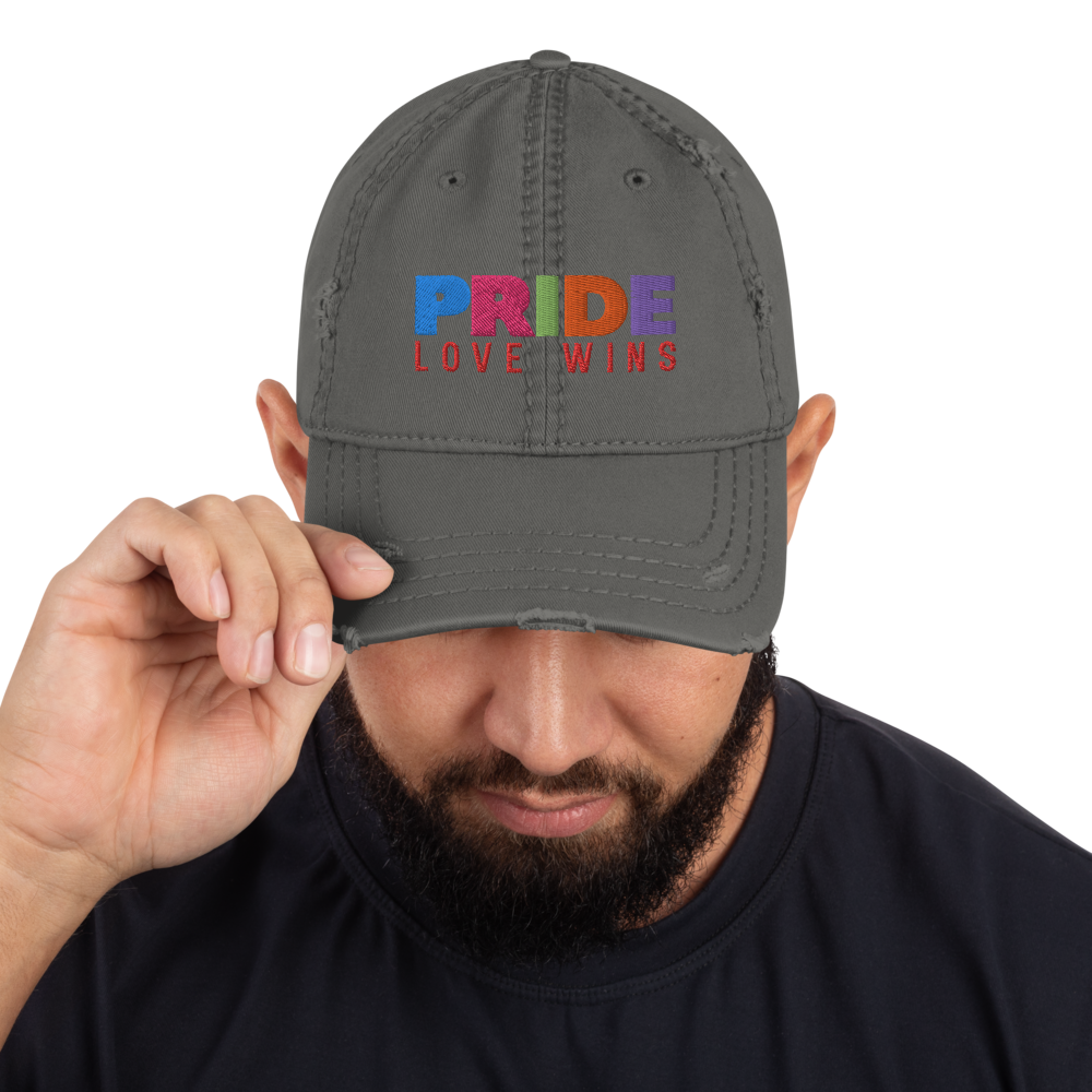 FEMME Univ | LGBTQIA Plus PRIDE Love Wins Distress Cap 3 Varieties