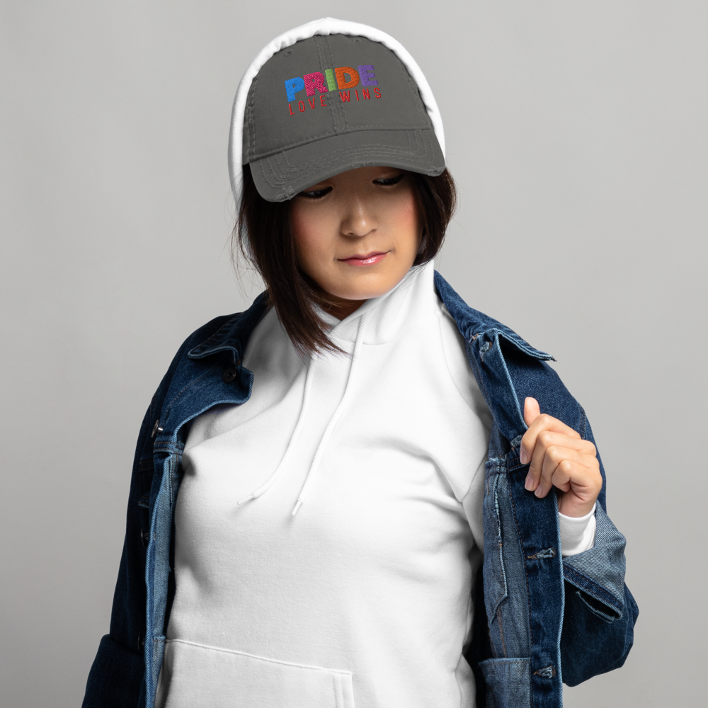 FEMME Univ | LGBTQIA Plus PRIDE Love Wins Distress Cap 3 Varieties